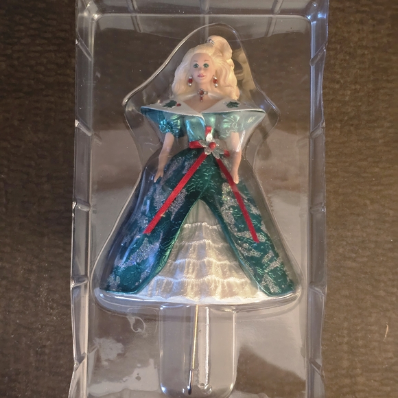 BARBIE Stocking Holder Holiday Green Dress - Hallmark 1996 - Picture 2 of 5